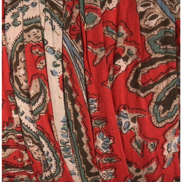 VTG LA CERA Midi Broomstick Skirt Sz M/L Red Paisley 100% Cotton Lined‎ Boho - Picture 3 of 10